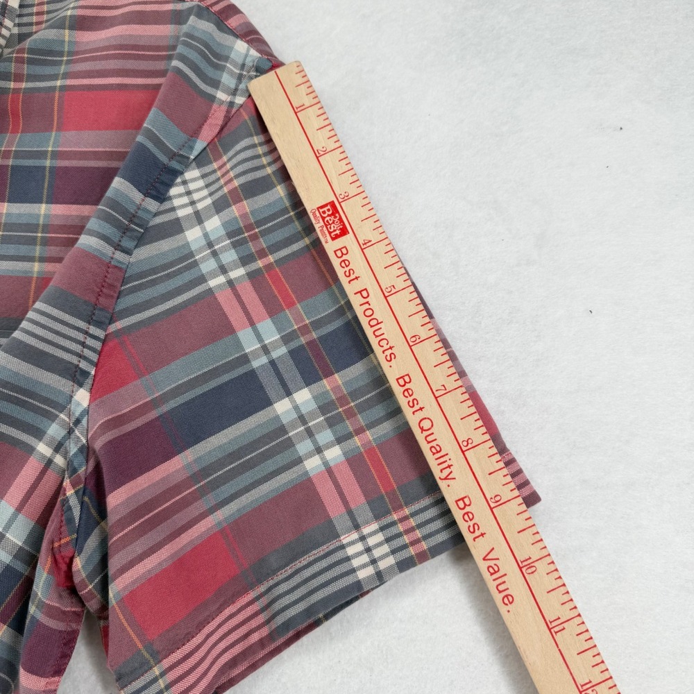 Denim & Supply Ralph Lauren Plaid Button Down Mens Large Short Sleeve Red Blue - Picture 4 of 6